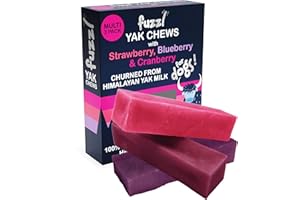 Fuzzl Jaak Premium Yak ser do żucia dla psów, 3 sztuki, truskawka, borówka, żurawina, naturalna przysmaki dla psów z mlekiem himalajskim, jak jak, artykuły do żucia bez ukrycia, karma dla psów