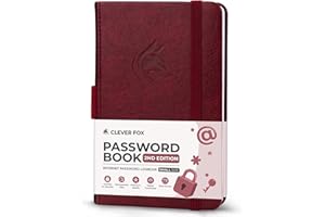 Clever Fox Password Book 2nd Edition Small – Pocket Password Keeper with Laminated Alphabetical Tabs – Internet Address Notebook & Login Details Organizer Journal – 8.9x14.2cm (Wine Red)
