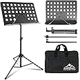 EASTROCK Metal Sheet Music Stand - High Stability and Height Adjustable Music Stand for Sheet Music with Carrying Bag, Portable Music Book Holder（Dark Gray）