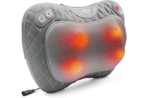 ALLJOY Poduszka do masażu Shiatsu, masażer pleców szyjki macicy i rozgrzewający szyję, 4 węzły masażu i 3 prędkości, zdejmowana powłoka, prezent dla kobiet mężczyzn