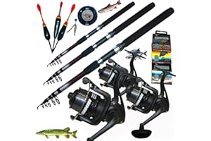 VF-ANGELSPORT Angelset Holiday Dream 3 Ruten 3 Rollen und Zubehör Teleskopruten Komplettset