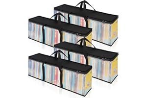 CCidea DVD Storage Bags (Set of 4) Clear PVC Media Holder Case with Handles for DVDs/CDs/VHS Box/Blu Ray Disc/Movie Cases/Video Games Discs - Each Bag Holds up to 40 DVDs