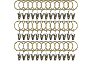 Bosdontek 40 Stück Vorhang Clip Gardinenstange 32mm Vorhang Clips Überzug Prozess Vorhang Ringe mit Clips Vorhang Haken Geeignet für Metallstange mit Durchmesser (Bronze)