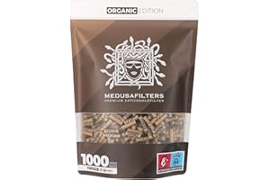 Medusafilters 1000 Filtros de Carbón Premium Slim Ø 6mm | Tip Size | ORGANIC Edition | con tapones de fibra vegana y carbón activo de cáscara de coco