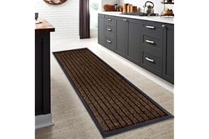 RUGS INN Long Hallways Carpet Runner - Brown, 80 x 300 cm - Non-Slip Machine Washable Entry Rug, Shoes Scraper, Dog Door Mat, Super Absorbent Welcome Mat for Front Door, Back Door