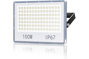 TASINUO 100W LED Floodlight Outdoor, 10000LM Outdoor Security Lights, IP67 Waterproof LED Spot Lights 7000K Daylight LED Flood Lights Outdoor for Garden, Yard, Garages, Warehouse, Patio, Billboard