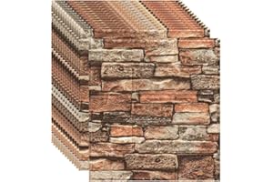 RAY-VELOCITY Carta da Parati 3D in Mattoni, 35x39cm Pannelli Finta Pietra Carta da Parati Adesiva Muro, moderna impermeabile adesivi murali per Cucina, Soggiorno, Camera da letto, Bagno (36 Pezzi, Roccia Rossa)