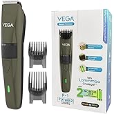 Vega P1 Battery Powered Beard Trimmer for Men, USB C Type, 160 Mins Runtime & 40 Length Settings, 2 Beard Comb, Cord-Cordless