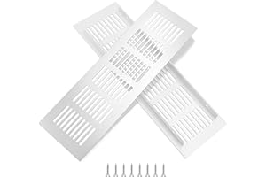QIMEI-SHOP Ventilation Grille, Aluminium Ventilation Grille, Rectangular Exhaust Grille, Corrosion Protection with Screws for Ventilation of Cabinets and Bedrooms, Silver, 25 x 8 cm