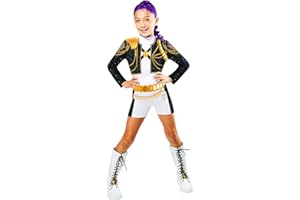 Rubies DISFRAZ KPOP RUMI GOLD CLASSIC, para niña, niñas, k-pop- rumi, netflix, Top y pantalones cortos, Licencia oficial Netflix, demon hunters, huntrix, para carnaval, fiestas y cosplay. TALLA L