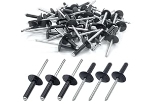 Alethron 50 Stück Anthrazit Blindnieten, Alu Nieten Schwarz mit Großkopf 4x12mm Nieten Anthrazit Blindnieten Popnieten DIN 7337 Aluminiumniete und Stahldorn für Blindnietzangen