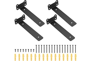 HEOZHUYI Wytrzymałe wsporniki półek pływających do półek w kształcie litery L, montowane na ścianie, metalowa deska rusztowania, wsporniki L (czarne, 20 cm)