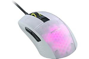 Roccat - Ratón óptico gaming con cable blanco RGB Burst Pro para PC (Windows)