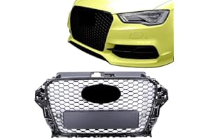 LAGO TUNING Calandra griglia radiatore compatibile con Audi A3 8V 2012-2016 nido d'ape nera lucida RS3 look