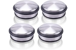Danto 4er Set Türstopper aus Edelstahl, Ø 10 x 4,5 cm, gummiert für jeden Untergrund, mit Gummi-Ring, extra schwere Ausführung, ca. 1,2 kg