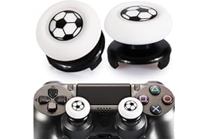 Playrealm FPS Thumbstick Extender & Printing Rubber Silicone Grip Cover 2 Sets for PS5 Dualsenese & PS4 Controller (Soccer)