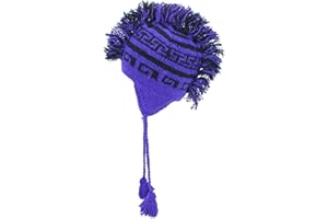 LOUDelephant Purple and Black Wool Ear Flap hat with Mohawk and Fleece Lining