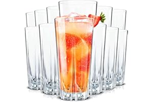 Konzept 11 - Set de 12 verre à eau 330 ml – verres à cocktail côtelés élégants et résistants, parfaits pour mojito, long drink, jus
