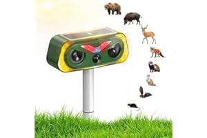 Uffylle Cat Repellent for Gardens UK, Ultrasonic Dual Solar Cat Deterrent, 2-Mode Cat Scarers, IP68 Fox Repellent with LED Motion Detector to Repel Squirrels, Pigeons, Rodents, 1 Pack