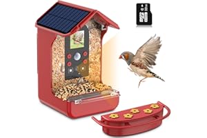 Cozion Mangeoire Oiseaux Caméra Intelligente Camera Nichoir, Camera pour Oiseaux 1080P avec Capteur Solaire, Capture Automatique de Photos et de Vidéos, IP65 Etanche Mangeoire Oiseaux Exterieur