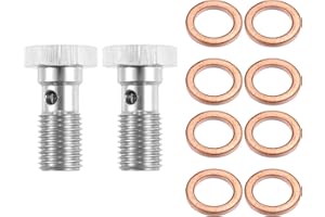 X AUTOHAUX 2 Pcs AN4 Thread Turbo Brake Line Banjo Bolts Single Banjo Bolt 25mm