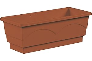 POETIC JARDIN Emsa Blumenkasten für den Balkon, Selbstbewässerungssystem, Länge 50 cm, Terrakotta, Lago, 501837