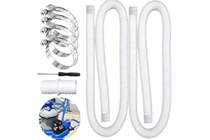 MINXIN 2Pcs tuyau piscine 32mm, avec 4 Clips de Sécurité Métalliques, pour Tuyau d'aspiration et Tuyau de Pompe, Blanc