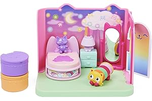 gabby's dollhouse Sweet Dreams Bedroom with Pillow Cat Figure and 3 Accessories, 3 Furniture and 2 Deliveries, Kids Toys for Ages 3 and up, (6062034)