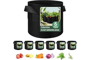 Cskunxia 6-Pack 15 Gallon Grow Bags, Non-Woven Fabric Pots Plant Bags, Plant Grow Bags with Handles, Garden Plant Bags for Potatoes, Carrots, Tomatoes and Other Vegetable,Fruits