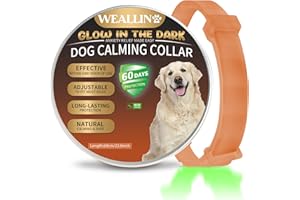 WEALLIN Collare Calmante per Cani, Si Illumina al Buio Anti-Ansia Collare Calmo per Cani, Regolabili e Impermeabile 60 Giorni Collare Calmante per Cuccioli Cani di Grossa Taglia(1pz, Arancia