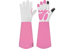 SLARMOR Gants de Jardinage pour Hommes/Femmes, Gants de Travail en Cuir de Vache Durables, Résistant aux épines - avec Protection des Avant-Bras pour Jardinier et Fermier, Épaississement