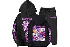 AYOrpeg KKPop Huntr/x Trainingsanzüge für Mädchen Hoodie & Jogginghose Set Hontrix Pulli Streetwear Huntr KKpop Pullover & Jogginghose Outfit Bedruckter Kapuzen