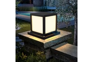 HMAKGG Farolas Exterior Jardin, 12W LED Lampara Sobremuro Exterior, 3 Colores Ajustable, IP45 Poste Luces Jardin Sobremuro de Metal para Patio Caminos, Casquillo E27, Square, Negro