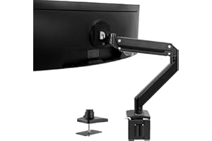 VIVO STAND-V101G1 Bras de Moniteur Robuste en Aluminium de qualité supérieure pour écrans Ultra Larges jusqu'à 124,5 cm et 15 kg, Hauteur pneumatique, VESA Max 100 x 100, Noir, STAND-V101G1