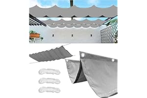 WOACE Retractable Wave Shade Cloth Waterproof Rectangle 3x4M(WxL) Sun Shade Sail Waterproof Outdoor Garden Patio Sunscreen Awning Canopy 95% UV Block with Rope for Outdoors Garden Patio Party Light Gray