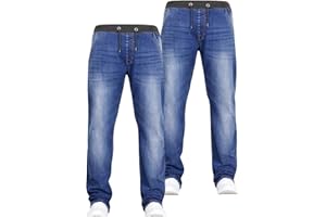 DENIM & DYE JEANBASE New Boys Kids Two Pack Bundle Designer Branded Stretch Denim Elasticated Ribbed Waist Jogger Pull On Jeans Pants
