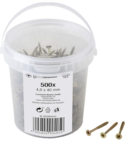 BGS 150 Stück Mehrzweckschrauben PZ2 - 4.0x40mm Verzinkt Für Holz & Kunststoff