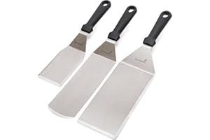 ANMARKO Stainless Steel Metal Spatula Set - Griddle Scraper Flat Spatula Pancake Flipper Hamburger Turner - Metal Utensil Great for BBQ Grill Flat Top Cast Iron Griddle Accessories - Commercial Grade