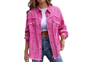 HOTIAN Damen Jeansjacke jeansjacken für damen übergangsjacke damen Vintage Jean Mantel Übergangs Ripped Denim Jacken