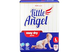 Little Angel Baby Easy Dry Diaper Pants With 12 Hrs Absorption Large Size, 9-14 Kgs - L (62 Pieces)