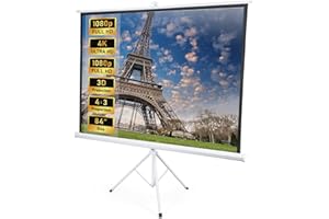 Fabulcozy Schermo di proiezione con supporto treppiede regolabile in altezza schermo video proiettore 84 pollici 171L x 131H cm per Home Cinema e Business Formato 4:3