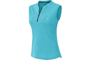 YSENTO Womens Sleeveless Golf Polo Shirts Zip UP Tennis Sports Athletic Tank Tops UPF 50+