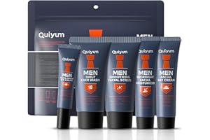 IZBEAUVO Men's Face Care Kit - Skincare Gift Set With Face Wash, Scrub, Evening Moisturiser, Day Cream & Eye Cream - Anti-Aging Routine Kit, Unique Gifts for Him