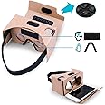 HRX- Google Cardboard,VR Headsets 3D Box Virtual Reality Glasses with Big Clear 3D Optical Lens and Comfortable Head Strap for All 3-6 Inch Smartphones (1 Pack)