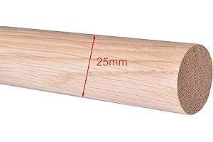 HOLZTECHNIK FERDINAND MEISE Barre ronde en chêne - En bois rond - Longueur : 1000 mm - Diamètre : 25 mm - Brut - Poncé - Qualité supérieure