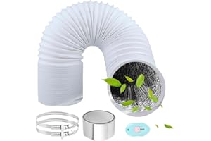 ComPDCVD 100mm Bianco Tubo di Scarico 6 m Condotti Tubo di Ventilazione Flessibile in Alluminio PVC con 2 Fascette Stringitubo in Acciaio per Aria Condizionata, Asciugatrice, Cappa Aspirante