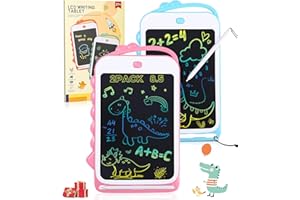 Xespis 2 Tavole da disegno LCD con dinosauro, schermo da 8,5 pollici, tavola da disegno per dipingere, giocattolo dinosauro, vassoio da scrittura natalizio, piccoli regali per bambini (blu + rosa)
