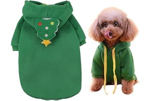 DURDIIY Christmas Pet Clothes Cat Christmas Clothes Dog Christmas Outfit Adjustable Cat Christmas Outfit Dog Hoodie Jumper with Santa Claus Hat for pet Dog Hoodie for Dogs Cats Sweet Festive Gifts (L, Green)