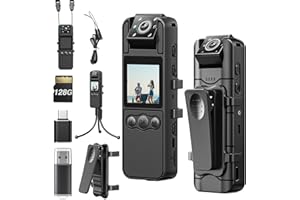 BOBLOV A26 Small Body Camera: 1080P 128GB Personal Mini Body Cams with Rotation Lens, Tripod, Up to 6 Hrs Video Recording, for Service, Delivery, Collect Evidence (with 128 GB TF Card)