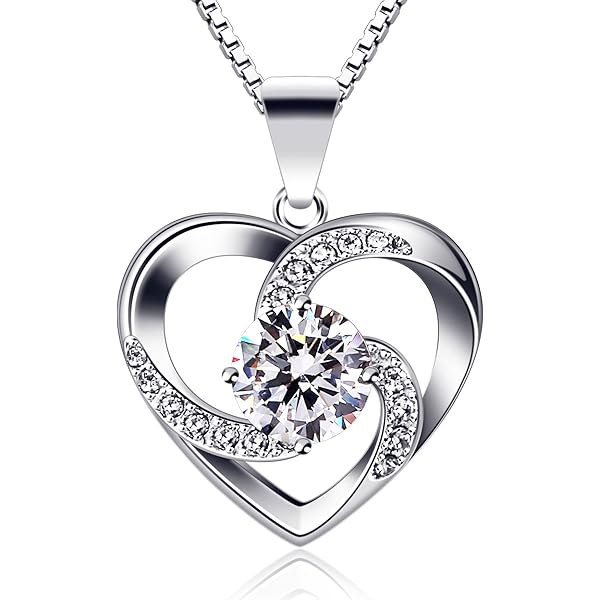 LAVUMO Ketting voor Dames I love you Hart hanger, 925 Sterling Zilver Hypoallergene Kettingen., Geschikt als Cadeau voor Verjaardagen, Kerstmis, Valentijnsdag (Rosé goud-04-april